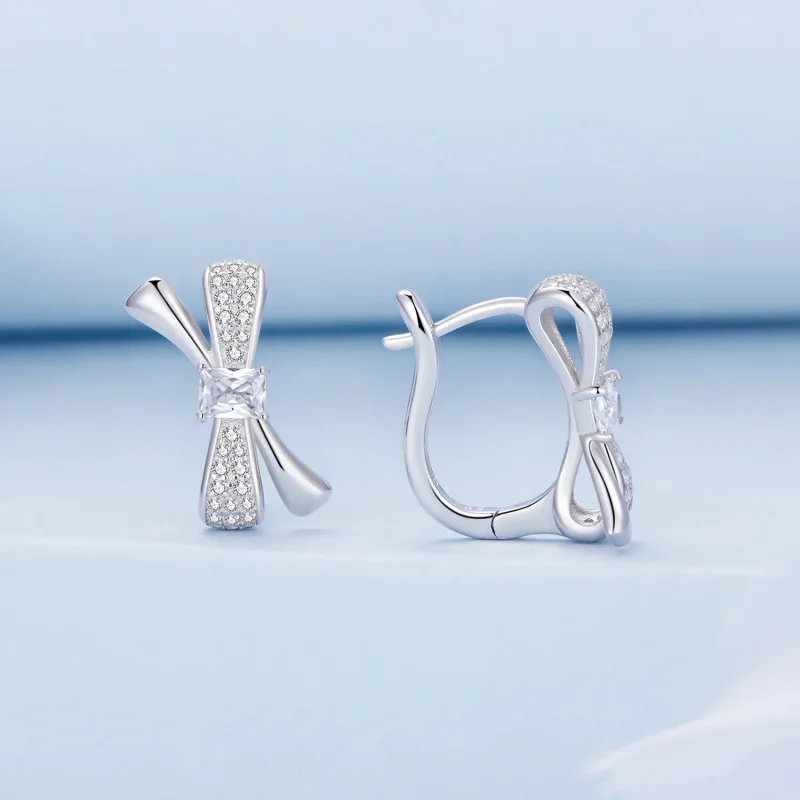 (immagine per) Orecchini a cerchio con fiocco in stile Pandora - BSE810 - Visualizza 2