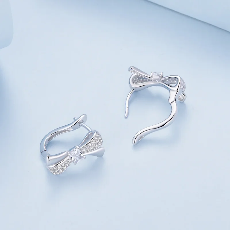 (immagine per) Orecchini a cerchio con fiocco in stile Pandora - BSE810 - Visualizza 4