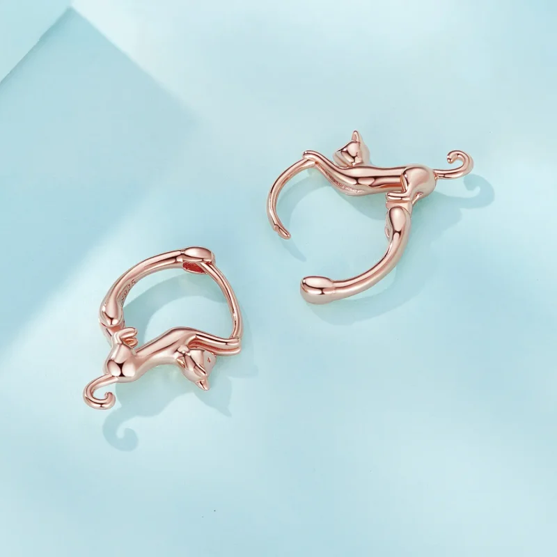(immagine per) Orecchini a cerchio con gatti in stile Pandora - SCE1488-LC - Visualizza 4