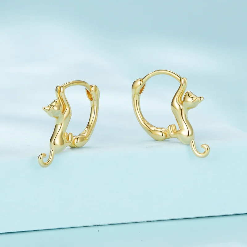 (immagine per) Orecchini a cerchio con gatto in stile Pandora - SCE1488-LB - Visualizza 2