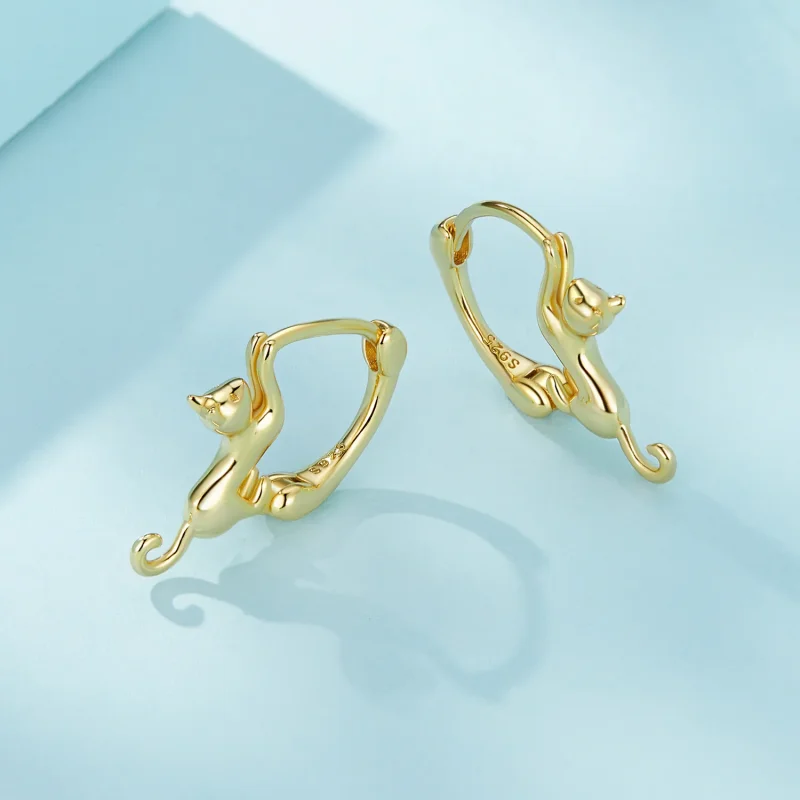 (immagine per) Orecchini a cerchio con gatto in stile Pandora - SCE1488-LB - Visualizza 3