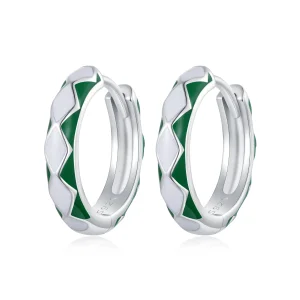 (immagine per) Orecchini a cerchio con motivo a diamante verde e bianco in stile Pandora - SCE1611-GN