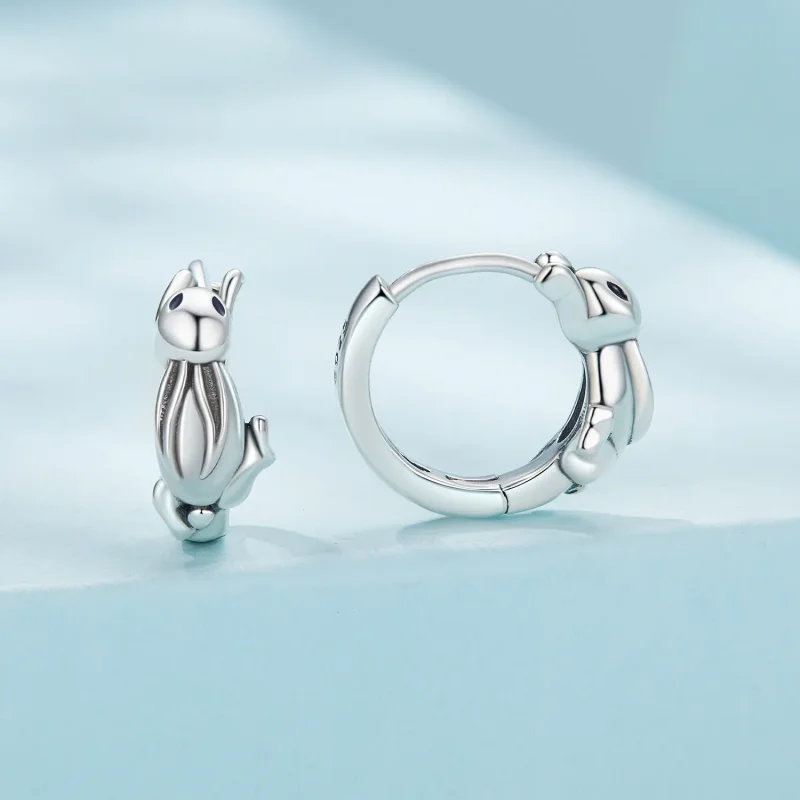 (immagine per) Orecchini a cerchio con pendente a forma di coniglietto in stile Pandora - SCE16 - Visualizza 2