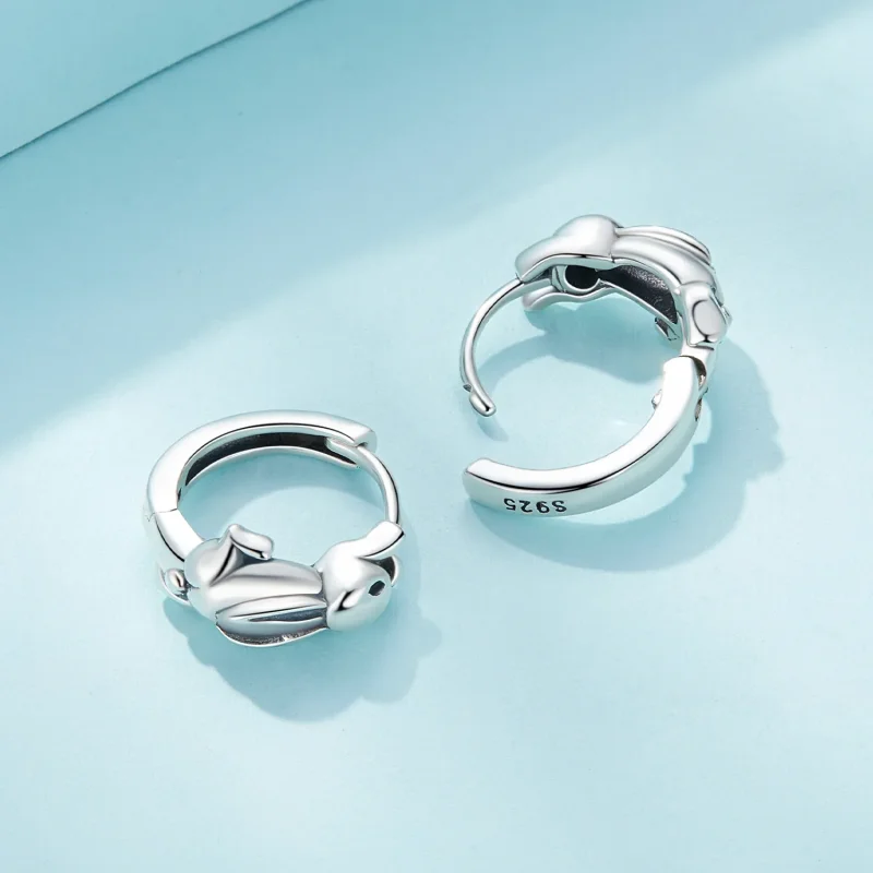 (immagine per) Orecchini a cerchio con pendente a forma di coniglietto in stile Pandora - SCE16 - Visualizza 4
