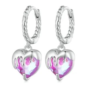 (immagine per) Orecchini a cerchio con pendenti a forma di cuore che si fondono nello stile Pandora - BSE833