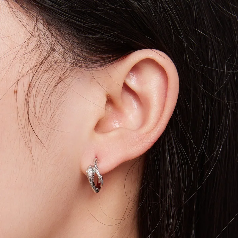 (immagine per) Orecchini a cerchio con serpente dello stile Pandora - BSE818 - Visualizza 5