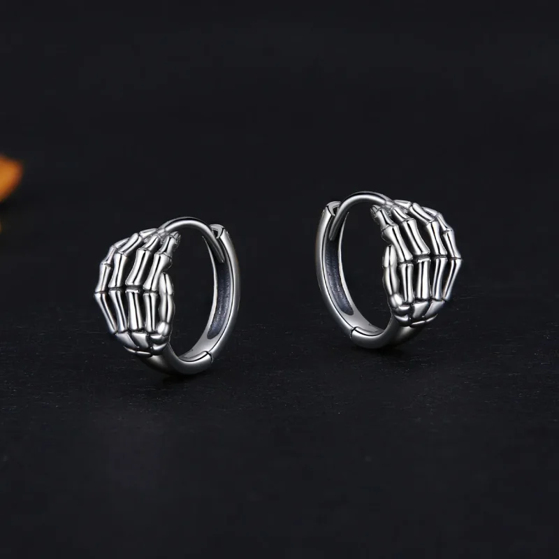 (immagine per) Orecchini a cerchio con stile Pandora a forma di mano scheletrica - SCE1641 - Visualizza 3