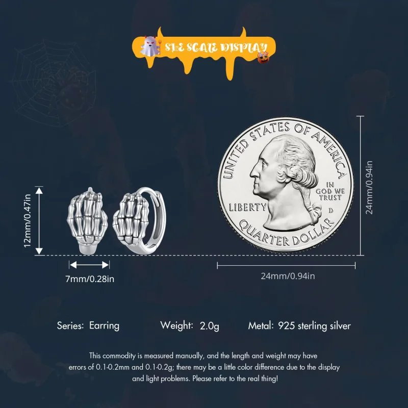 (immagine per) Orecchini a cerchio con stile Pandora a forma di mano scheletrica - SCE1641 - Visualizza 6