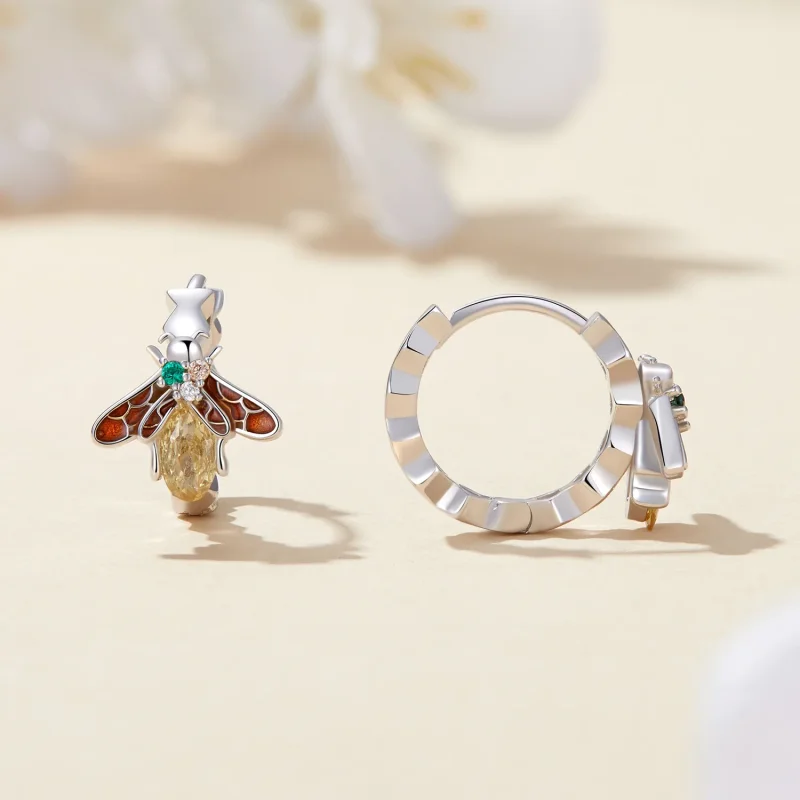 (immagine per) Orecchini a cerchio con stile Pandora con ape - BSE808 - Visualizza 2