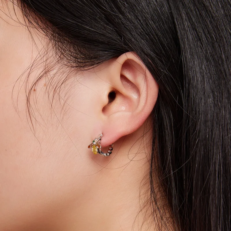 (immagine per) Orecchini a cerchio con stile Pandora con ape - BSE808 - Visualizza 5