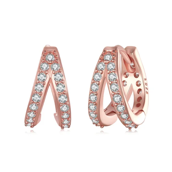 (immagine per) Orecchini a cerchio dallo stile Pandora in oro rosa per donna moderna - SCE1187-C