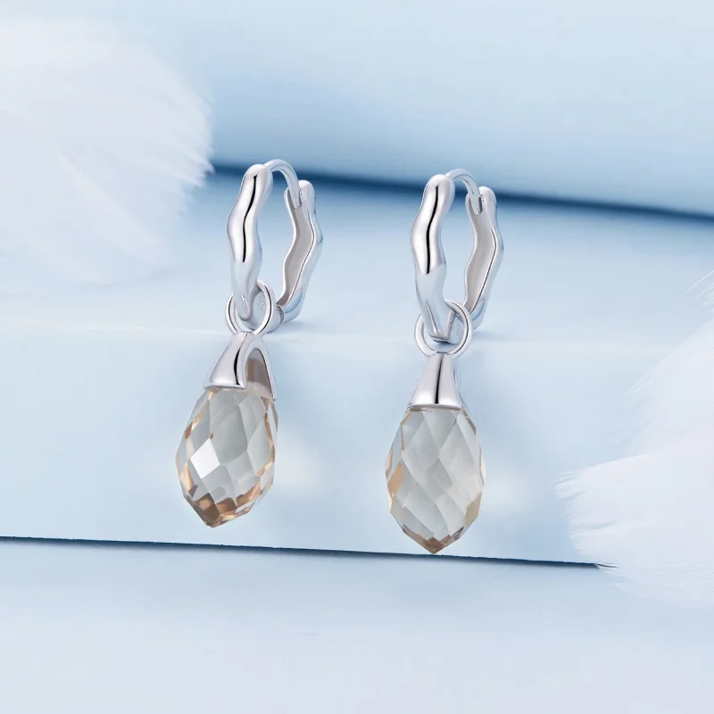 (immagine per) Orecchini a cerchio di lusso stile Pandora con goccia d'acqua - BSE814 - Visualizza 2