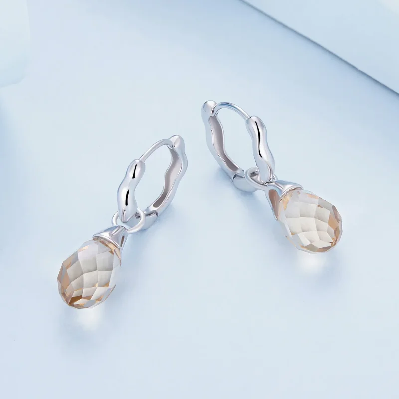 (immagine per) Orecchini a cerchio di lusso stile Pandora con goccia d'acqua - BSE814 - Visualizza 3