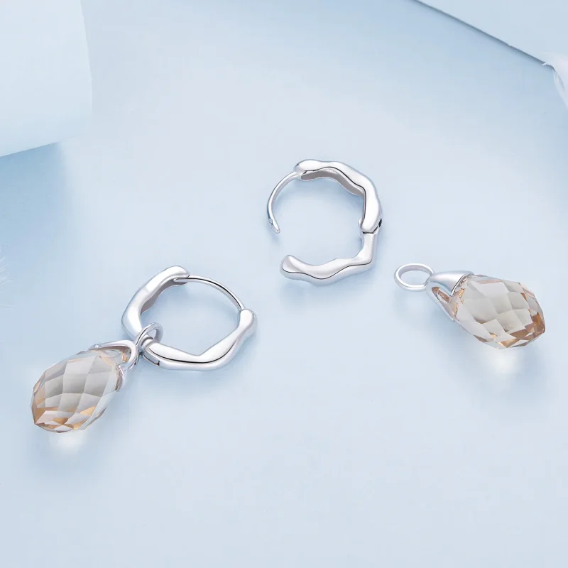 (immagine per) Orecchini a cerchio di lusso stile Pandora con goccia d'acqua - BSE814 - Visualizza 4