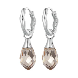 (immagine per) Orecchini a cerchio di lusso stile Pandora con goccia d'acqua - BSE814
