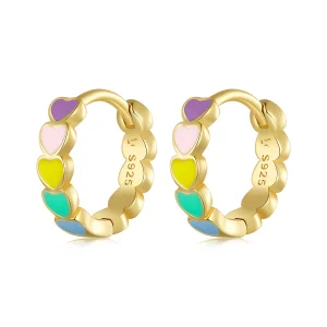 (immagine per) Orecchini a cerchio di stile Pandora con arcobaleno dorato dell'amore - SCE909-B