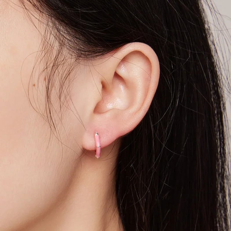 (immagine per) Orecchini a cerchio di stile Pandora con diamanti rosa - SCE1569-PK - Visualizza 5