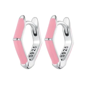 (immagine per) Orecchini a cerchio di stile Pandora con diamanti rosa - SCE1569-PK