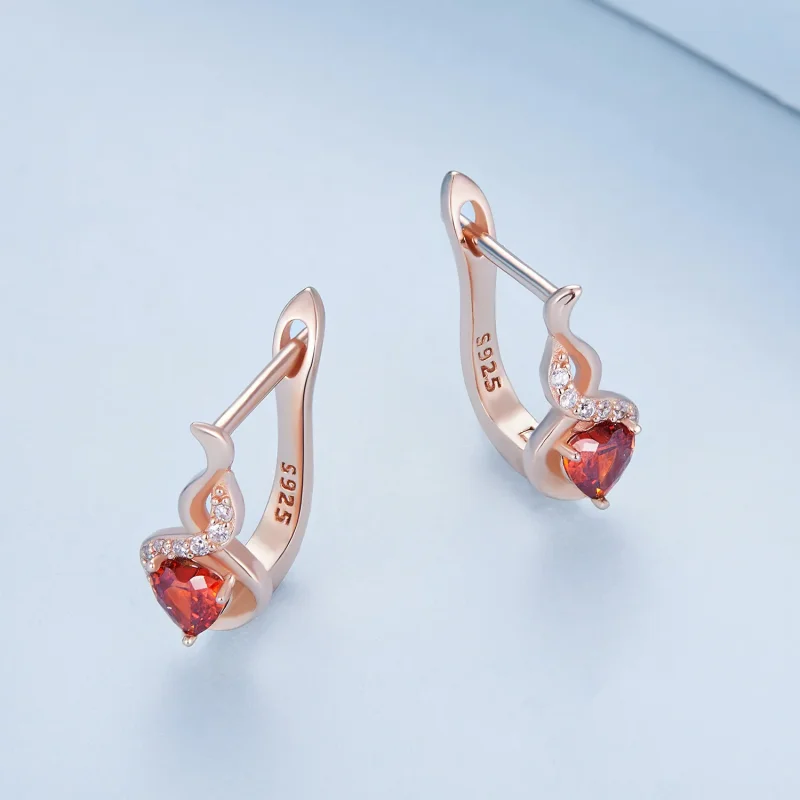 (immagine per) Orecchini a cerchio in stile Pandora, colore oro rosa, con incisione Love Bond - - Visualizza 3