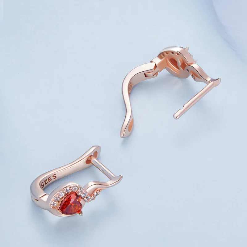 (immagine per) Orecchini a cerchio in stile Pandora, colore oro rosa, con incisione Love Bond - - Visualizza 4