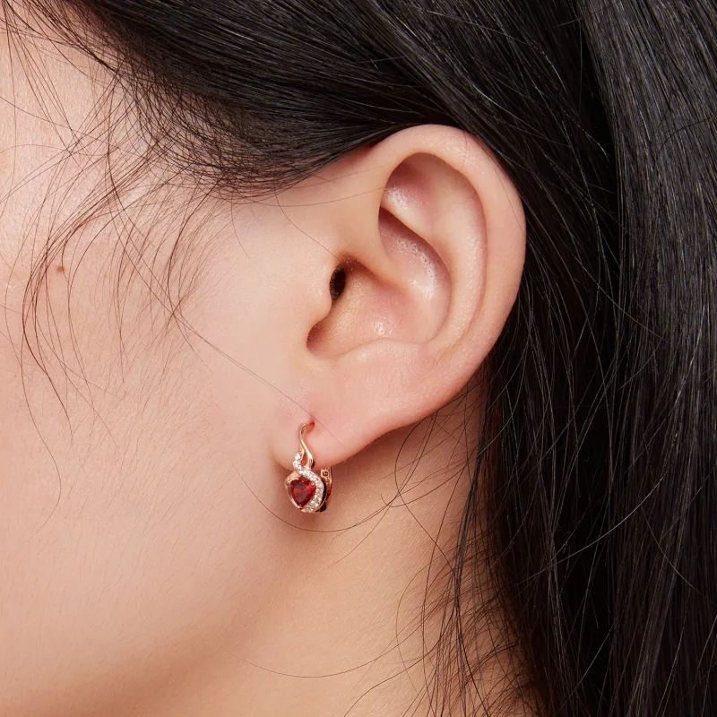 (immagine per) Orecchini a cerchio in stile Pandora, colore oro rosa, con incisione Love Bond - - Visualizza 6