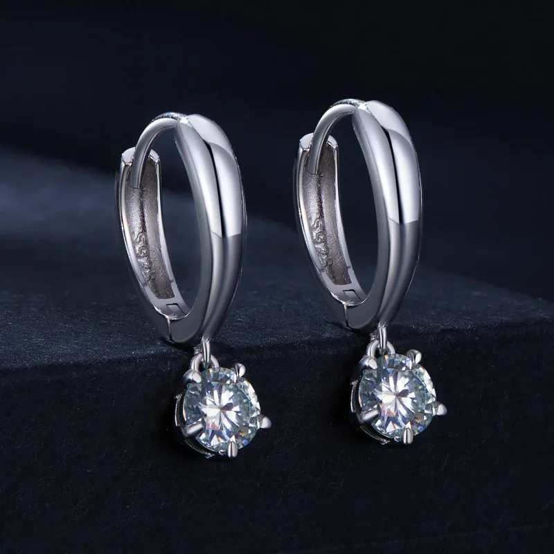 (immagine per) Orecchini a cerchio in stile Pandora con Moissanite da 0,5 carati (due certifica - Visualizza 2