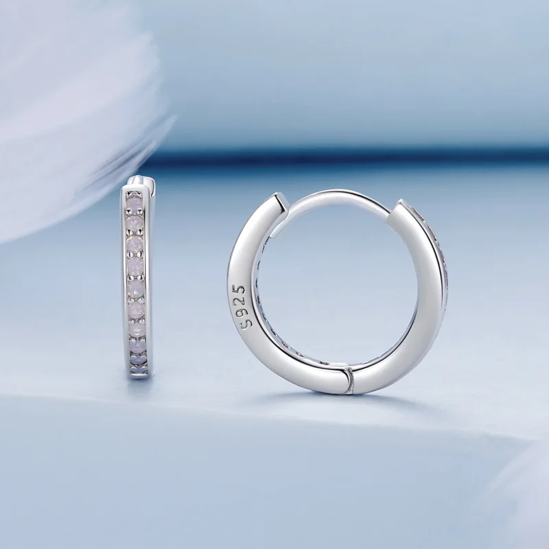 (immagine per) Orecchini a cerchio in stile Pandora con opale rosa - BSE875 - Visualizza 2