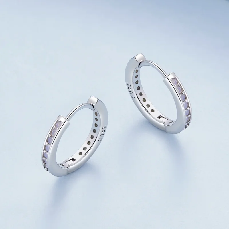 (immagine per) Orecchini a cerchio in stile Pandora con opale rosa - BSE875 - Visualizza 3