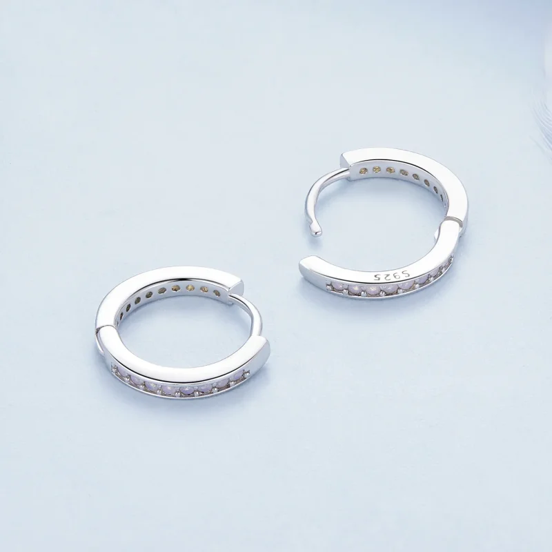 (immagine per) Orecchini a cerchio in stile Pandora con opale rosa - BSE875 - Visualizza 4