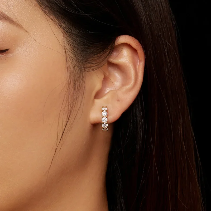 (immagine per) Orecchini a cerchio in stile Pandora Shine Moissanite (con un certificato) - MSE - Visualizza 6