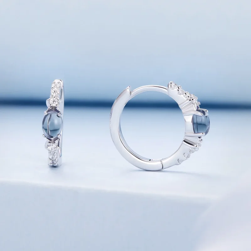 (immagine per) Orecchini a cerchio in vetro blu stile Pandora con stella - BSE859 - Visualizza 2
