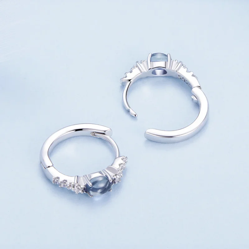 (immagine per) Orecchini a cerchio in vetro blu stile Pandora con stella - BSE859 - Visualizza 4