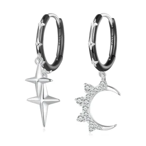 (immagine per) Orecchini a cerchio Pandora Style con stelle e luna lucenti - BSE805