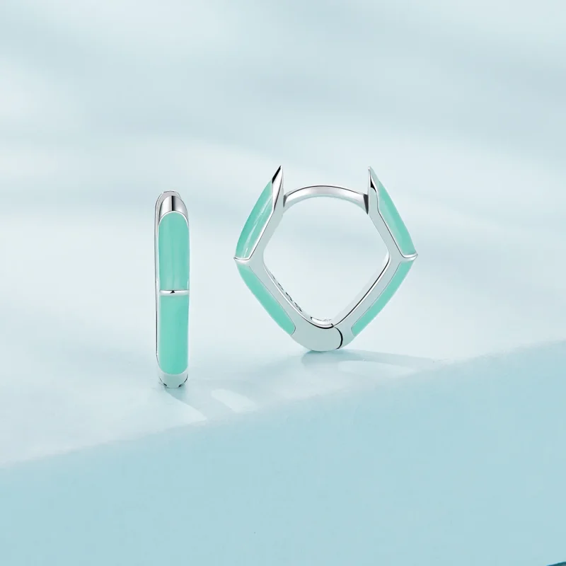 (immagine per) Orecchini a cerchio stile Pandora con diamante blu - SCE1569-GN - Visualizza 2