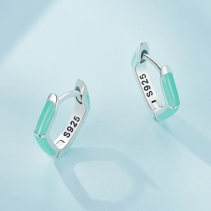 (immagine per) Orecchini a cerchio stile Pandora con diamante blu - SCE1569-GN - Visualizza 3