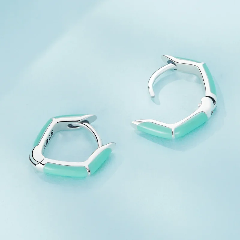 (immagine per) Orecchini a cerchio stile Pandora con diamante blu - SCE1569-GN - Visualizza 4