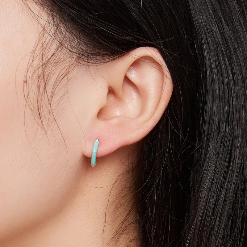 (immagine per) Orecchini a cerchio stile Pandora con diamante blu - SCE1569-GN - Visualizza 6