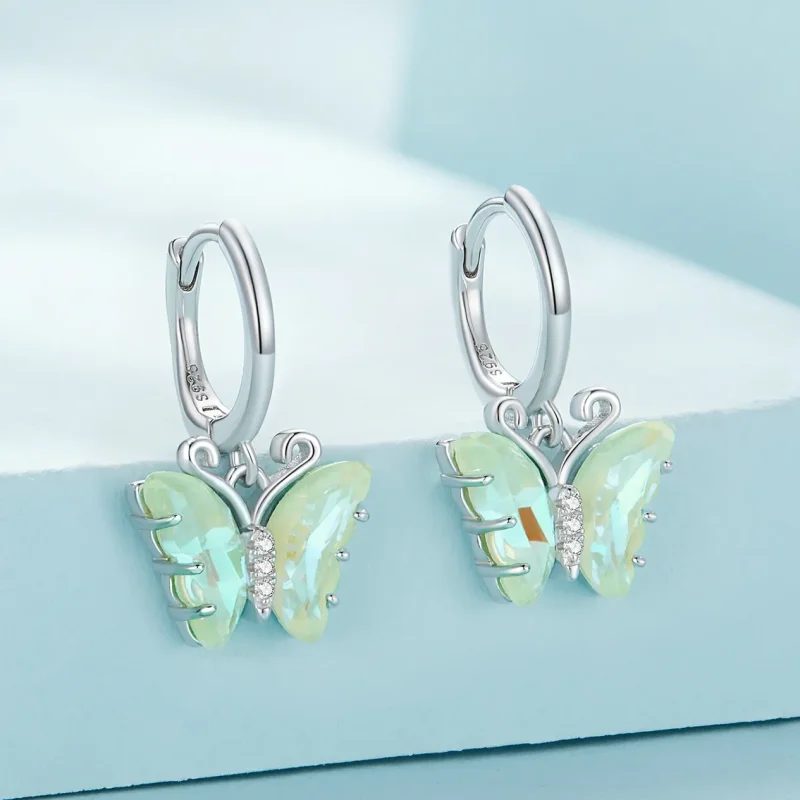 (immagine per) Orecchini a cerchio stile Pandora con farfalle - SCE1588-GN - Visualizza 2