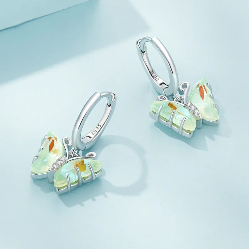 (immagine per) Orecchini a cerchio stile Pandora con farfalle - SCE1588-GN - Visualizza 3