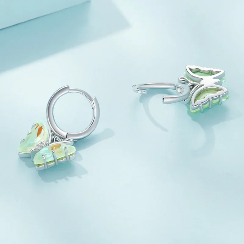 (immagine per) Orecchini a cerchio stile Pandora con farfalle - SCE1588-GN - Visualizza 4