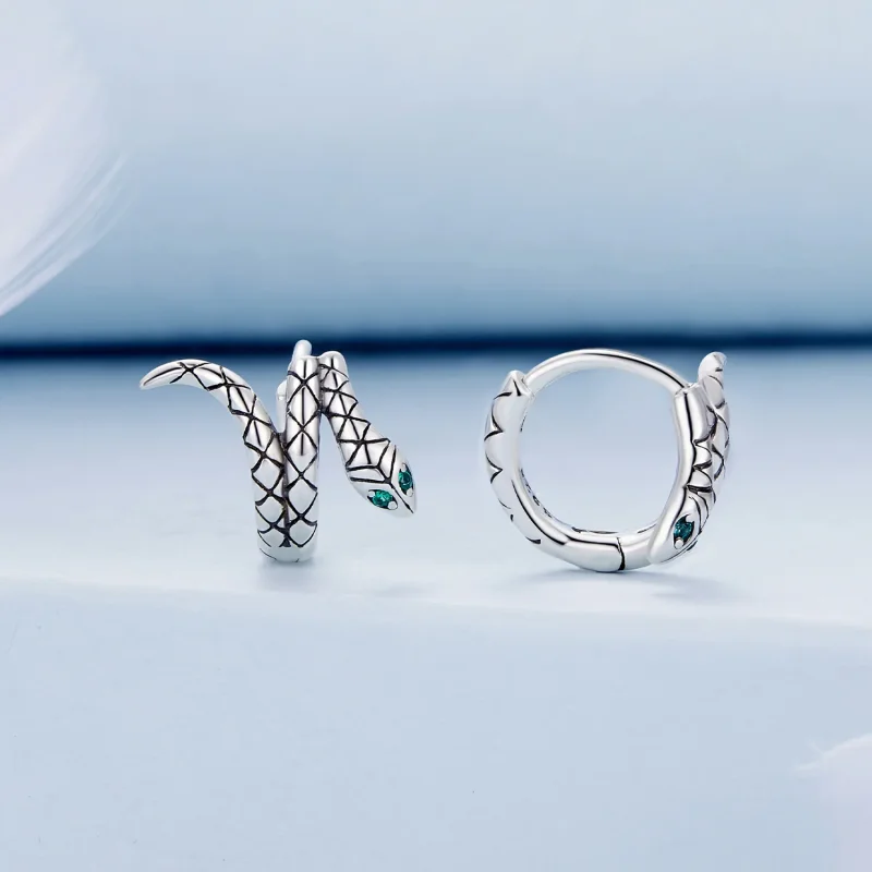 (immagine per) Orecchini a cerchio stile Pandora con serpente - BSE883 - Visualizza 2