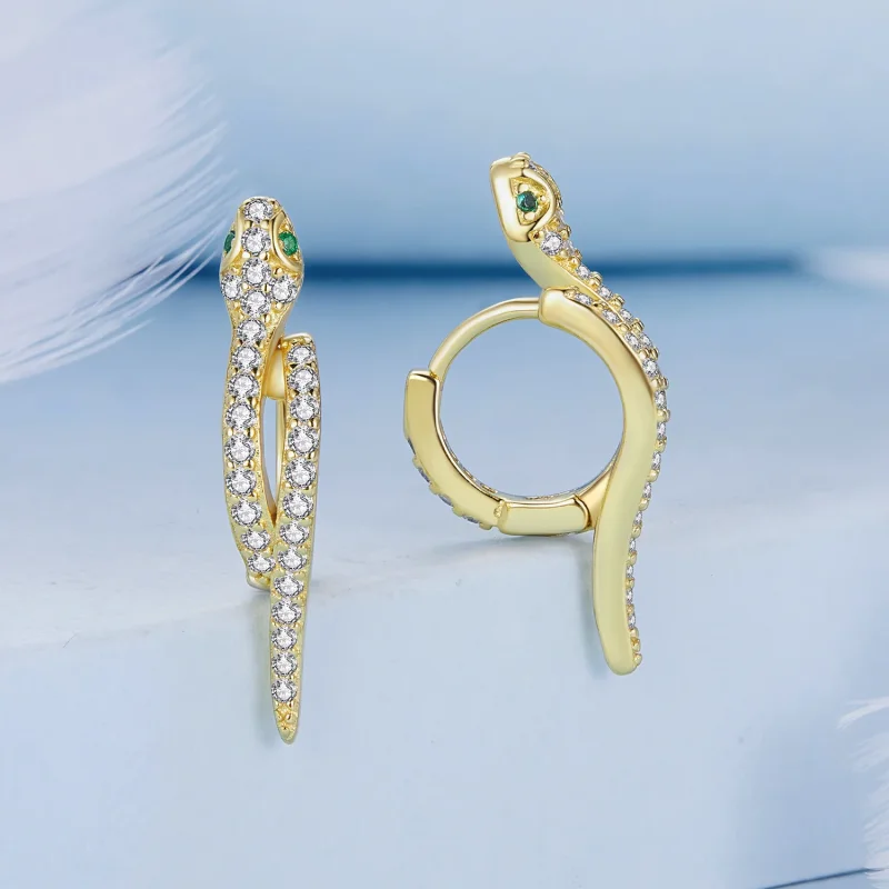 (immagine per) Orecchini a cerchio stile Pandora con serpente dello spirito - BSE669-B - Visualizza 2