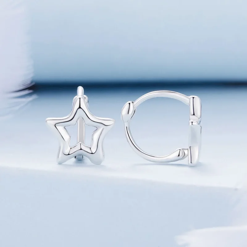 (immagine per) Orecchini a cerchio stile Pandora con stella - BSE896 - Visualizza 2