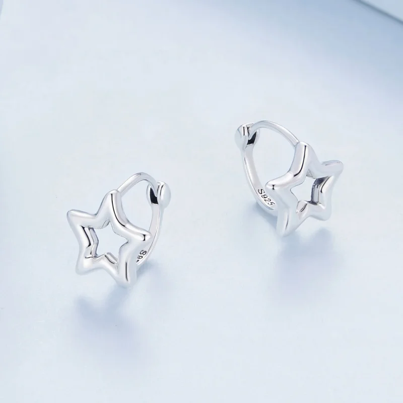 (immagine per) Orecchini a cerchio stile Pandora con stella - BSE896 - Visualizza 3