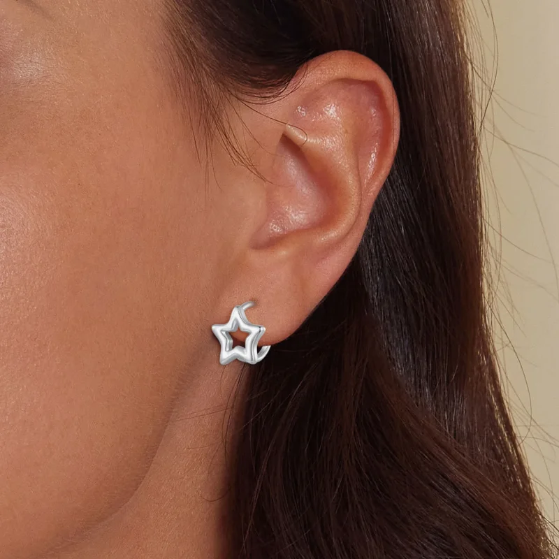 (immagine per) Orecchini a cerchio stile Pandora con stella - BSE896 - Visualizza 5