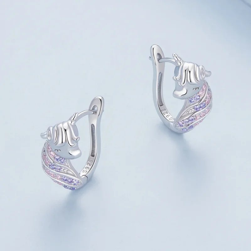 (immagine per) Orecchini a cerchio stile Pandora con unicorni - BSE832 - Visualizza 3
