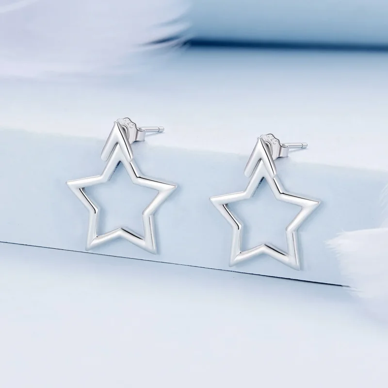 (immagine per) Orecchini a forma di pentagramma di stile Pandora - BSE901 - Visualizza 2