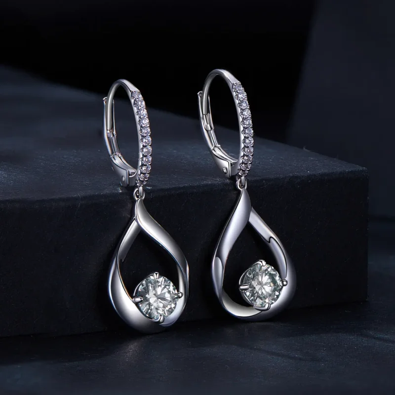 (immagine per) Orecchini a goccia in stile Pandora con Moissanite (Due Certificati) - MSE032 - Visualizza 2