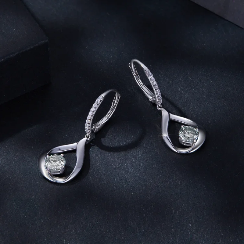 (immagine per) Orecchini a goccia in stile Pandora con Moissanite (Due Certificati) - MSE032 - Visualizza 3
