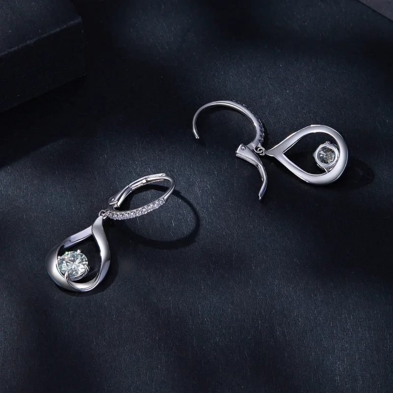 (immagine per) Orecchini a goccia in stile Pandora con Moissanite (Due Certificati) - MSE032 - Visualizza 4